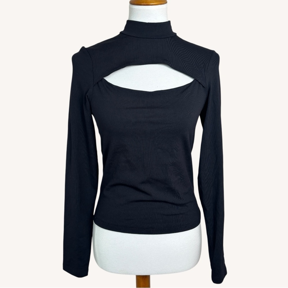Sweaty Betty Emily Cutaway Ribbed Black Long Sleeve Top Small - Picture 5 of 10